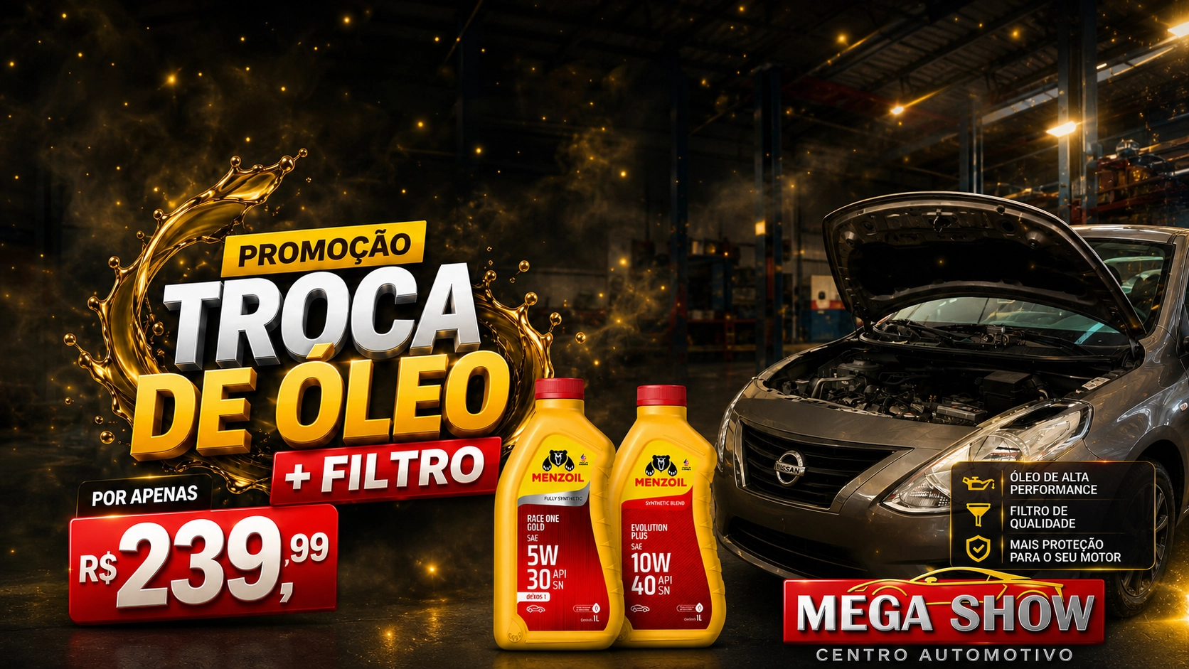 Promoção Troca de Óleo + Filtro